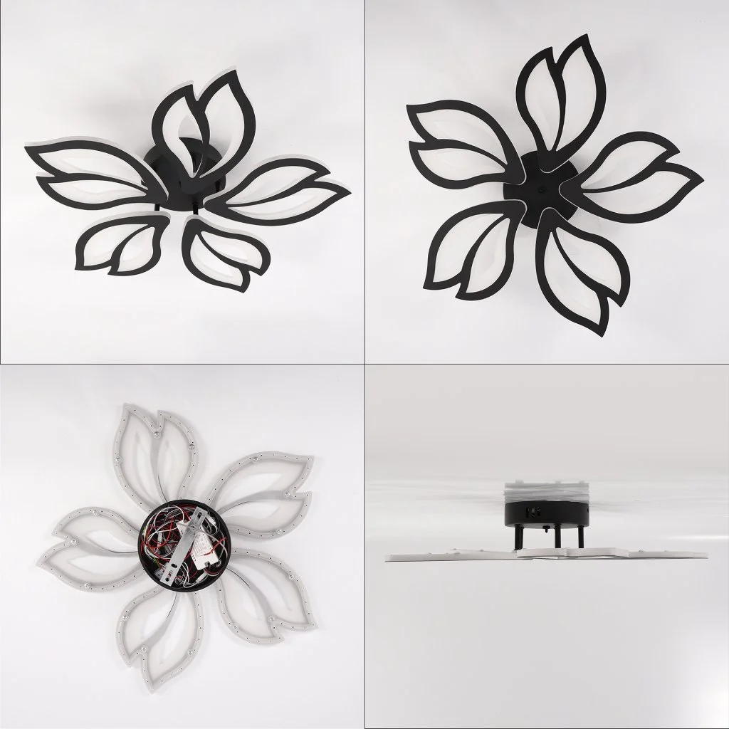 Люстра светодиодная ESLLSE ASTRA 5F с пультом 60 Вт 560x95 мм Черный (10592) - фото 6