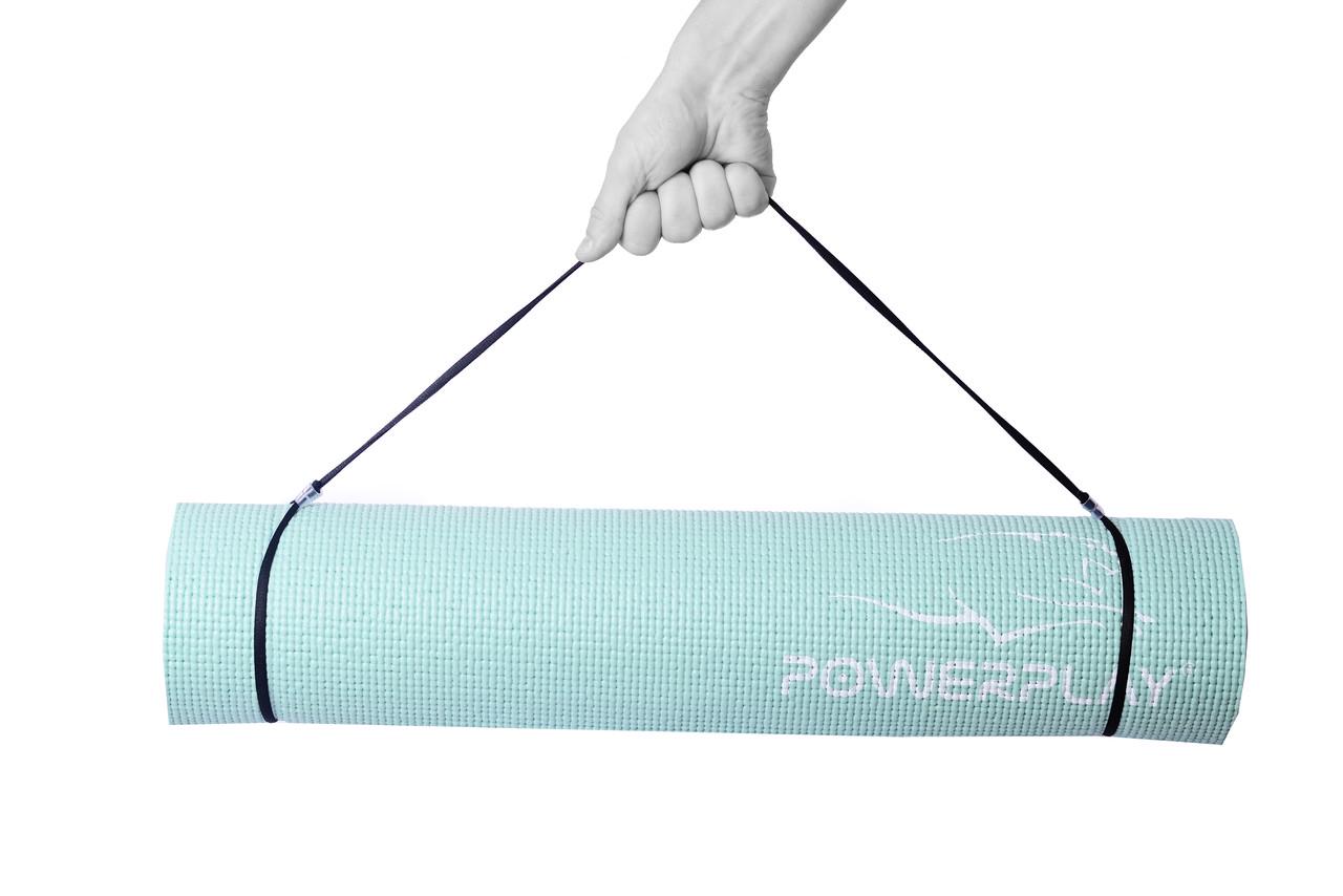 Коврик для йоги и фитнеса PowerPlay 4010 PVC Yoga Mat 173x61x0,6 см Мятный - фото 2