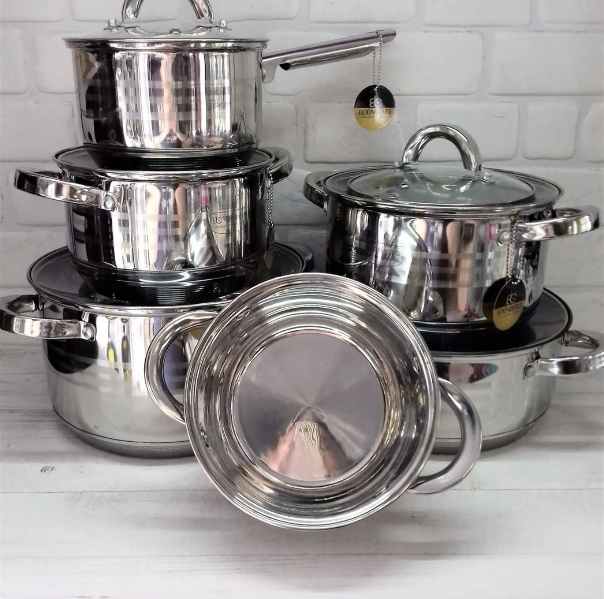 Набір кухонного посуду Edenberg з нержавіючої сталі 12 пр. (EB-4012) - фото 3 Набір кухонного посуду Edenberg з нержавіючої сталі 12 пр. (EB-4012) - фото 3