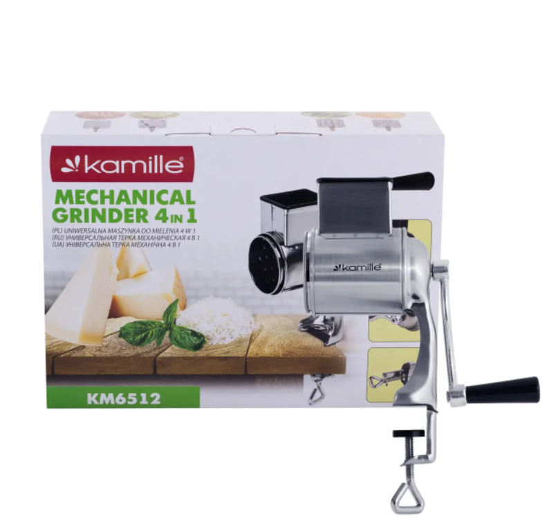 Терка універсальна Kamille KM-6512 механічна з нержавіючої сталі 4в1 (NA002253)