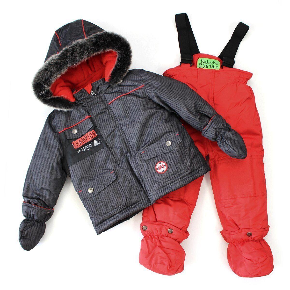 Дитячий зимовий комплект для хлопчика Peluche&Tartine F17M07BG 74-84 см Темно-сірий/Червоний (F17M07BG-Deepgrey_Pepper-12m)
