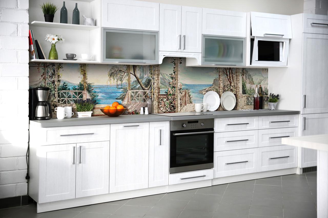 Кухонный фартук Пристань море из самоклеющейся виниловой пленки 60х250 см Бежевый