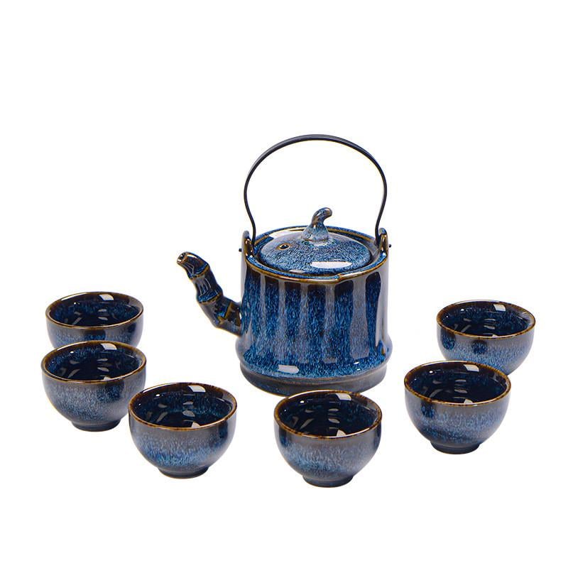 Набор для церемонии чайной Lesko TLH-332 пиалы с чайником на 6 персон Blue (2641390134)