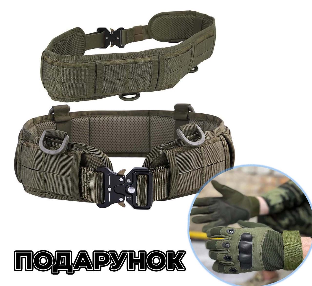 Комплект 2в1 ремень РПС разгрузочный 140 см и перчатки закрытые M Оливковый - фото 4