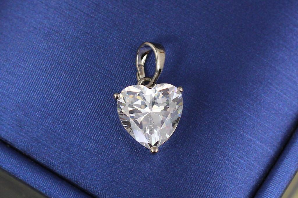 Кулон Xuping Jewelry Сердечко с фианитом 1,1 см Серебристый