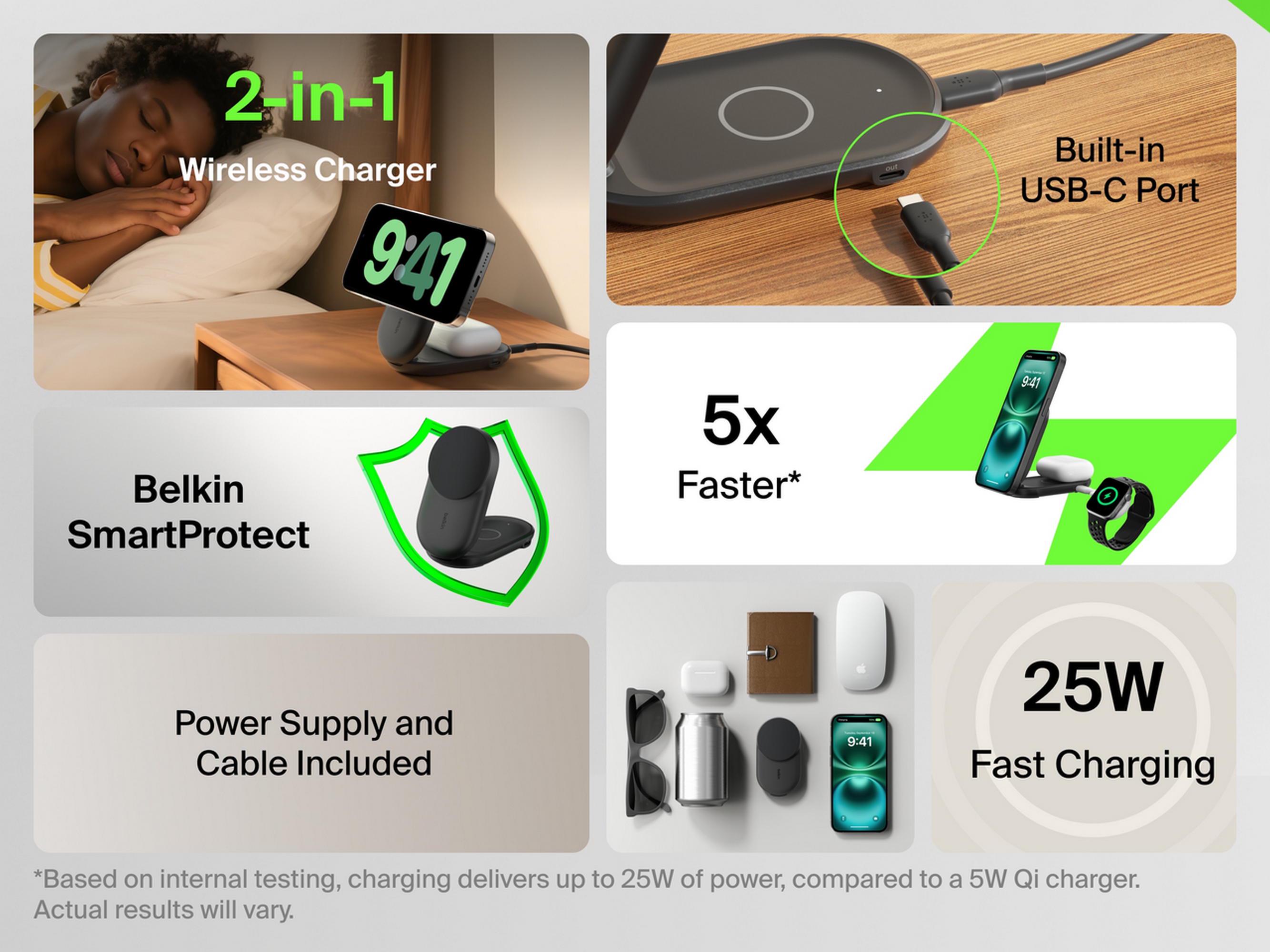 Зарядний пристрій бездротовий Belkin UltraCharge 2в1 Foldable Magnetic Charging 25 Вт Білий (WIZ039KQ 30492702) - фото 7 Зарядний пристрій бездротовий Belkin UltraCharge 2в1 Foldable Magnetic Charging 25 Вт Білий (WIZ039KQ 30492702) - фото 7