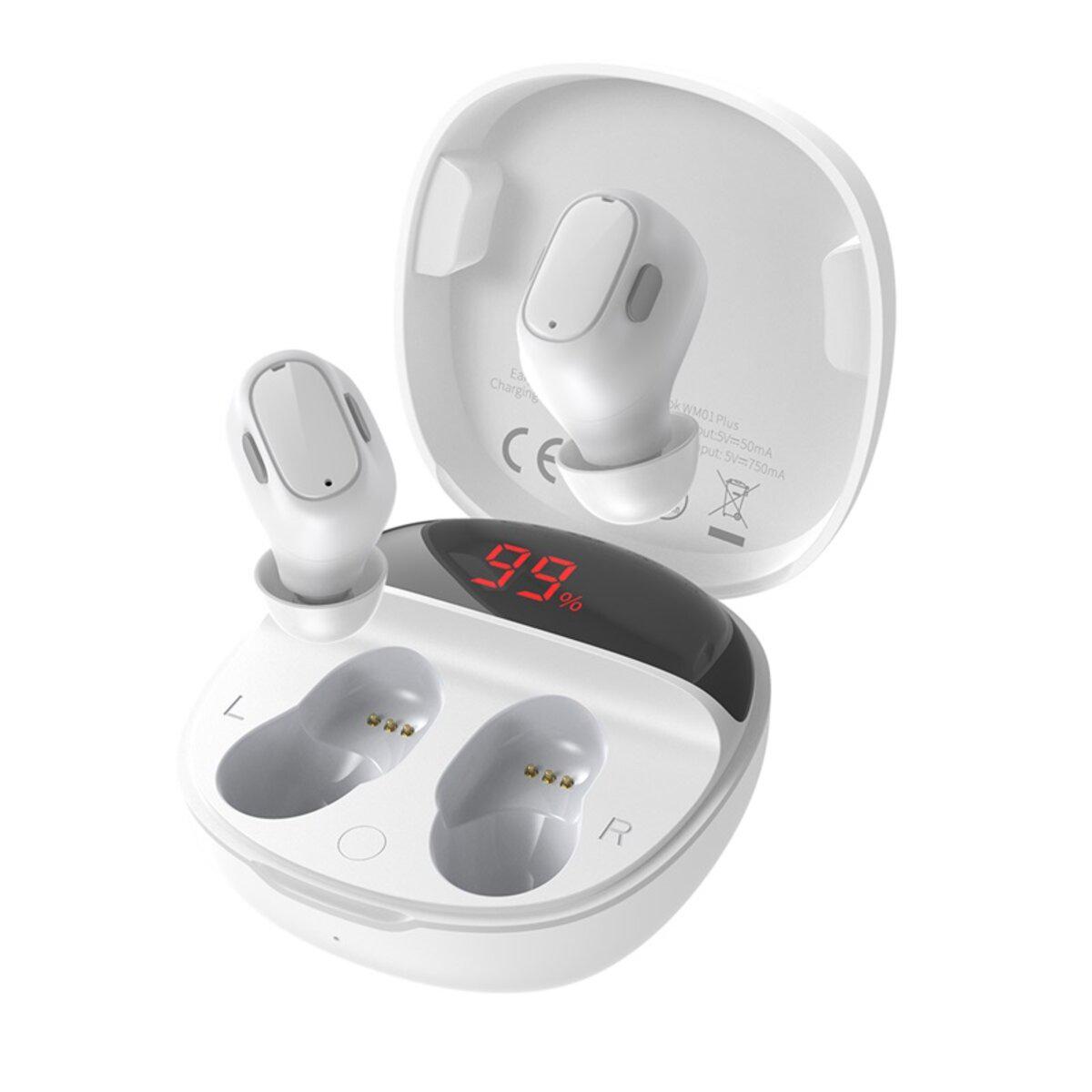 Навушники безпровідні BASEUS Encok WM01 Plus True Wireless Earphones BT5.0 800mAh White (NGWM010002)