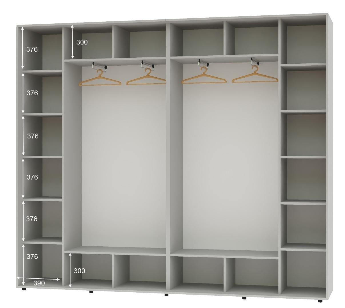 Шкаф-купе четырехдверный Алекса ДСП 320х45х230 см Серый (55786) - фото 2 Шкаф-купе четырехдверный Алекса ДСП 320х45х230 см Серый (55786) - фото 2