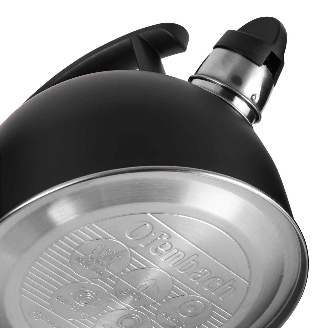 Чайник со свистком и нейлоновой ручкой без крышки Ofenbach KM-100304 из нержавеющей стали 1,5 л Черный (150-84-100304) - фото 10 Чайник со свистком и нейлоновой ручкой без крышки Ofenbach KM-100304 из нержавеющей стали 1,5 л Черный (150-84-100304) - фото 10