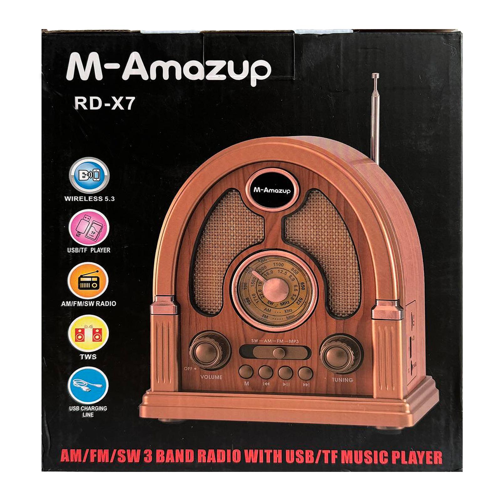Радіоприймач вінтажний M-Amazup RD-X7 Ретро AM/FM/SW Bluetooth USB-зарядка та акумулятор Dark Brown (24086695) - фото 8 Радіоприймач вінтажний M-Amazup RD-X7 Ретро AM/FM/SW Bluetooth USB-зарядка та акумулятор Dark Brown (24086695) - фото 8