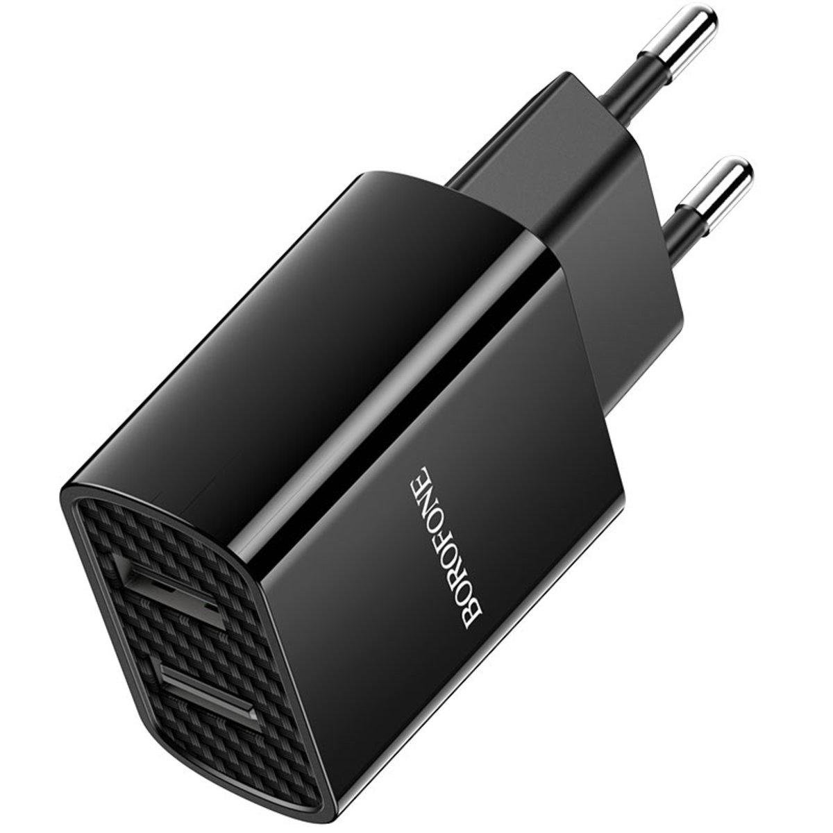 Пристрій мережевий зарядний Borofone BA53A Powerway dual port charger Black