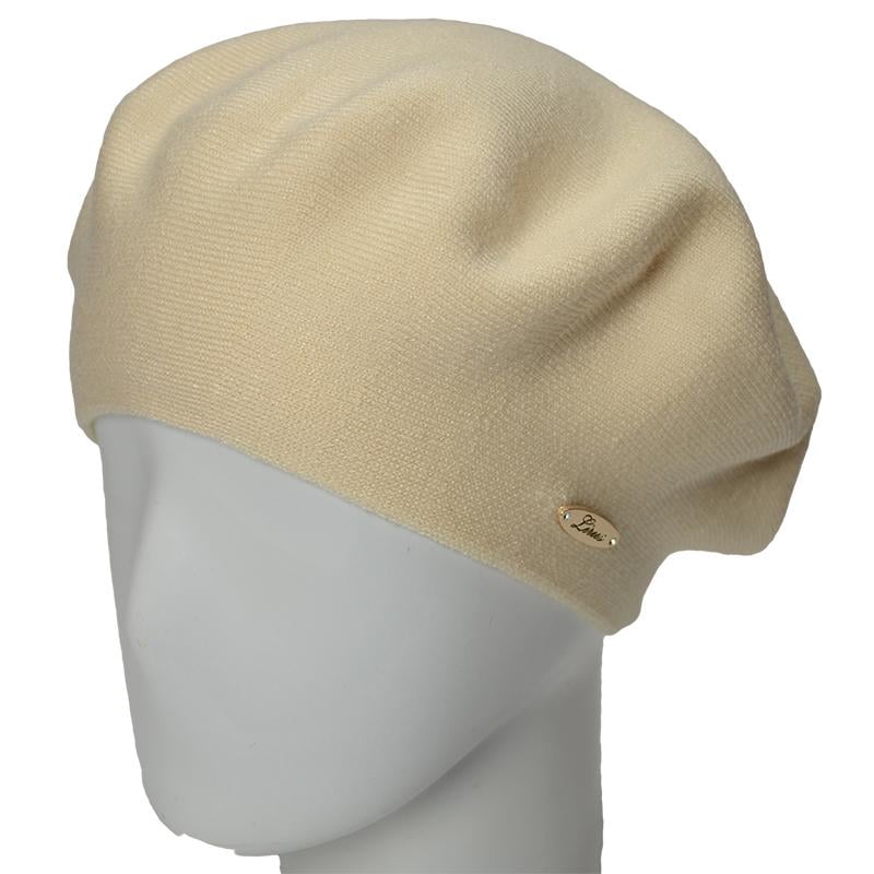 Берет женский двойной Novita Софи из вискозы теплый мягкий L р. 57-58 Лен