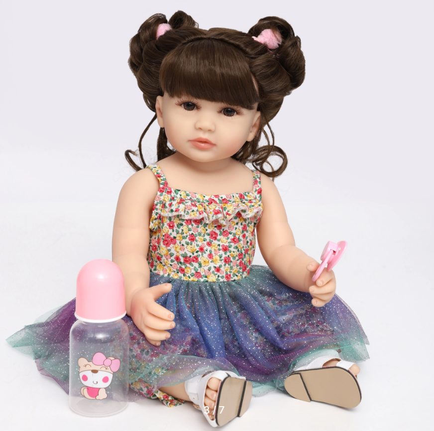 Кукла Reborn Наталья винил-силиконовая с соской/бутылочкой/одеялом 55 см (2140708564)