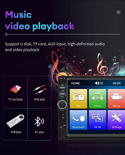 Автомагнитола сенсорная Acodo 2Din 7018B MP5-плеер/7"/Bluetooth/USB/TF/FM - фото 2