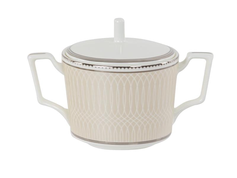 Чайний сервіз Lefard Infinity 440-117 на 6 персон з чайником та хромовою облямівкою Білий - фото 3