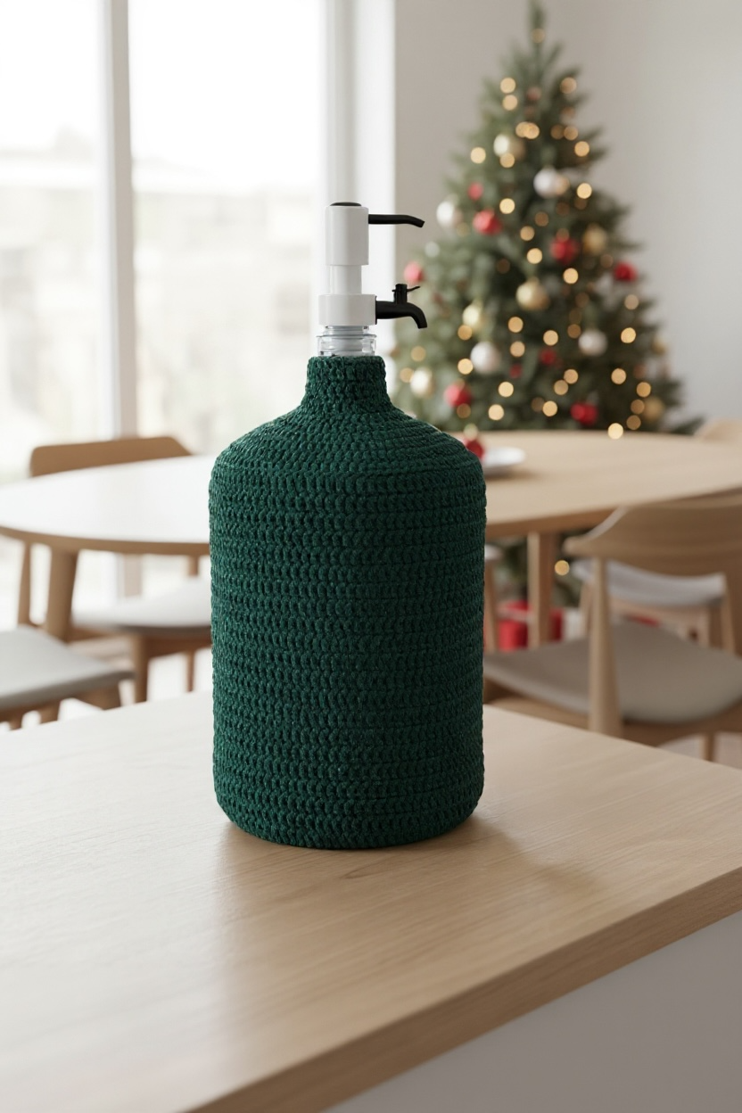 Чохол на бутль Svetla.jute із бавовни ручної роботи для бутля 19 л Смарагдовий (JUTE0080) - фото 3 Чохол на бутль Svetla.jute із бавовни ручної роботи для бутля 19 л Смарагдовий (JUTE0080) - фото 3