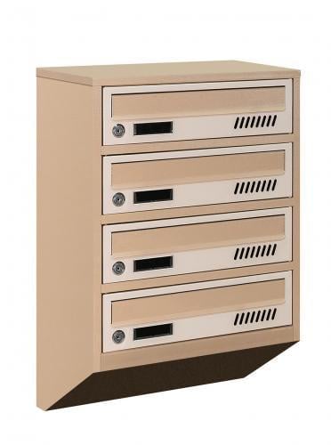 Почтовый ящик Галиндустрия E1-04-А металлический многосекционный на 4 квартиры Бежевый (132-119-000004665)