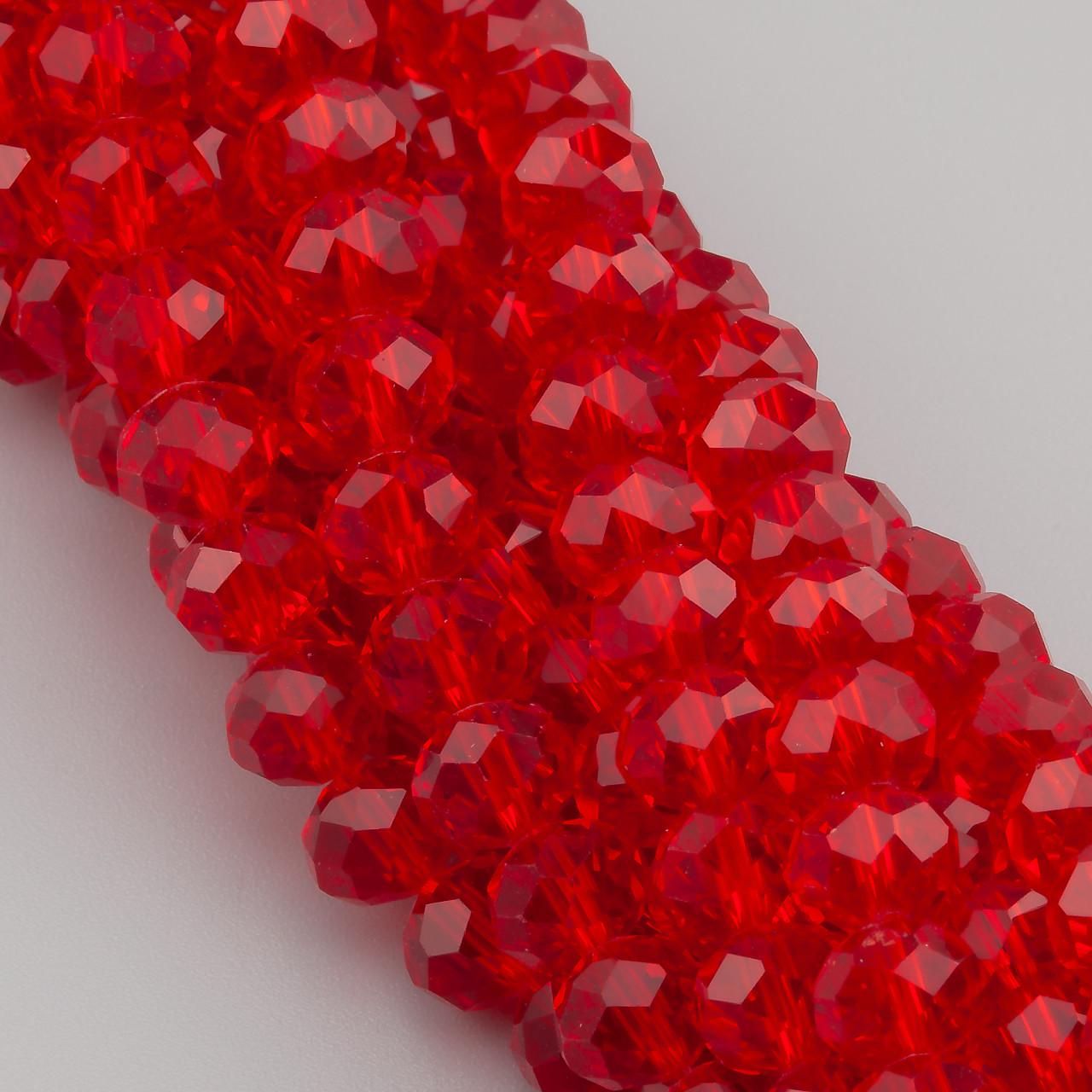 Бусины Swarovski огранка рондель 8х6 мм 42 см 65 шт. Красный/Прозрачный (БС8026а07)