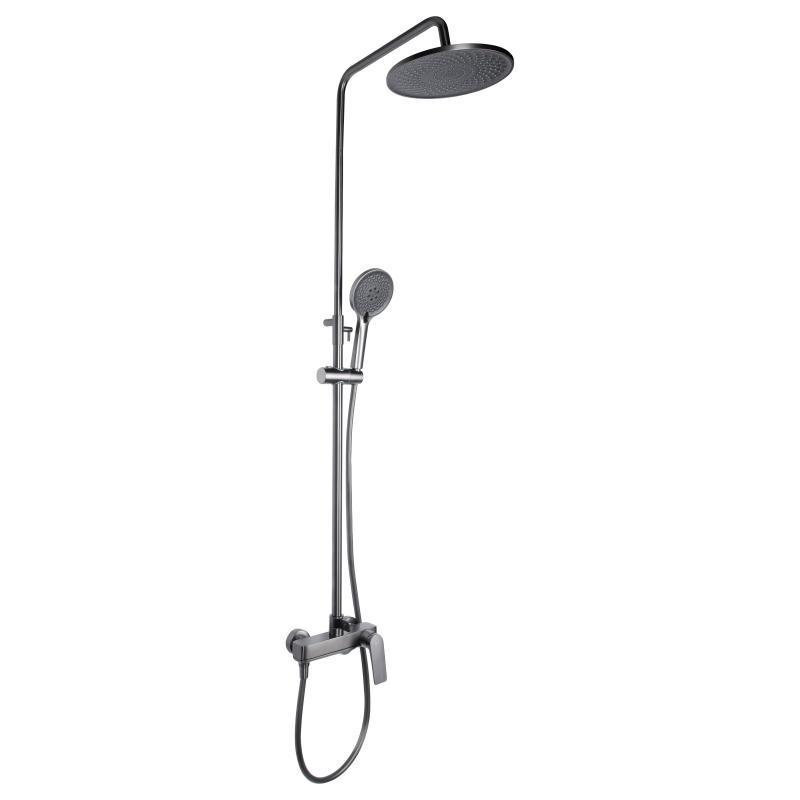 Душова система універсальна Qtap Vlasta New на три споживача з виливом QTVLA111GMB45651 Gunmetal Black PVD