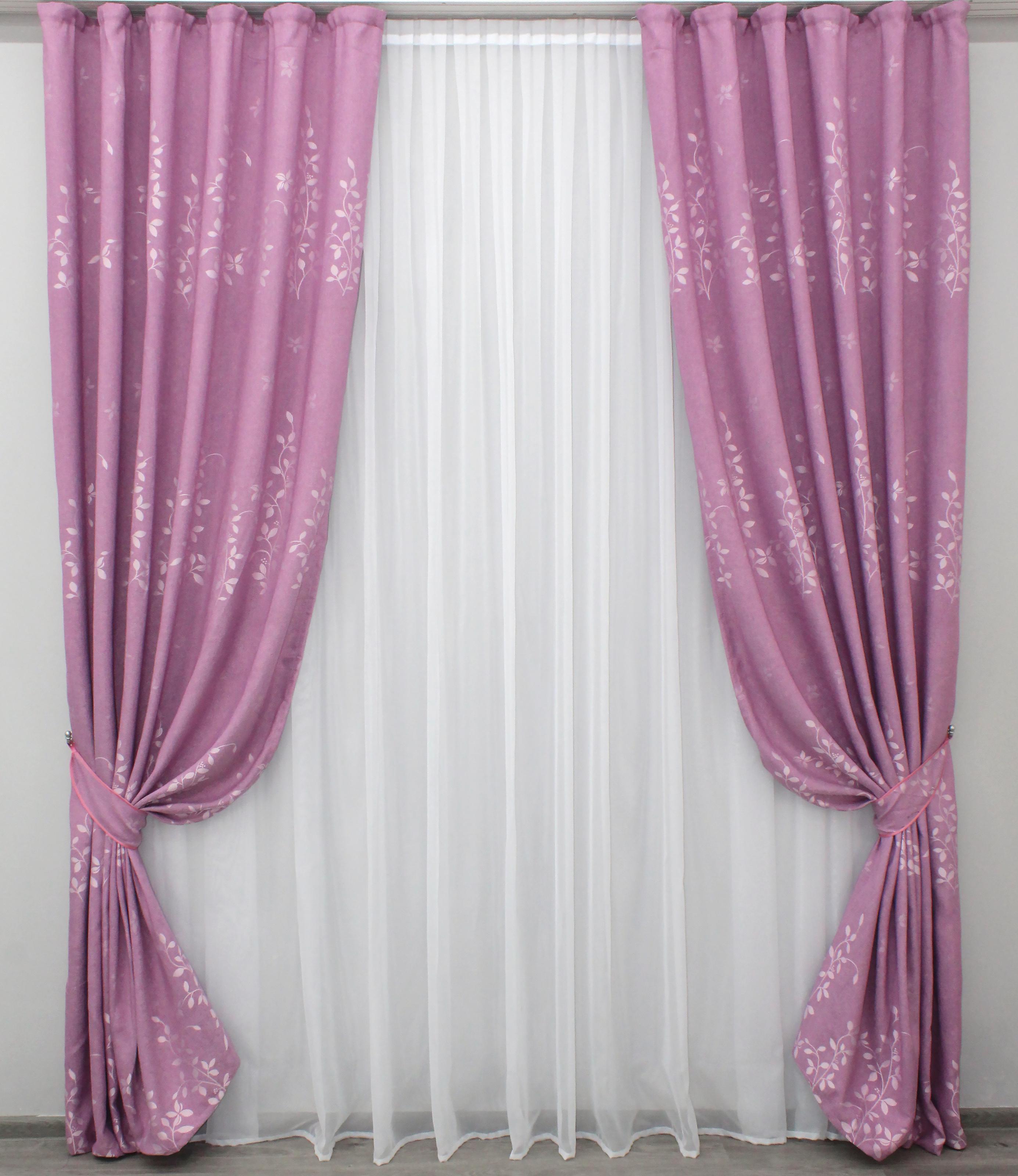Комплект штор VR-Textil № 1021ш лен 150х270 см 2 шт. Розовый (30-828)