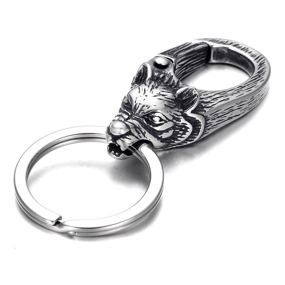 Брелок для ключей готический Волк из нержавеющей стали (KC-012)