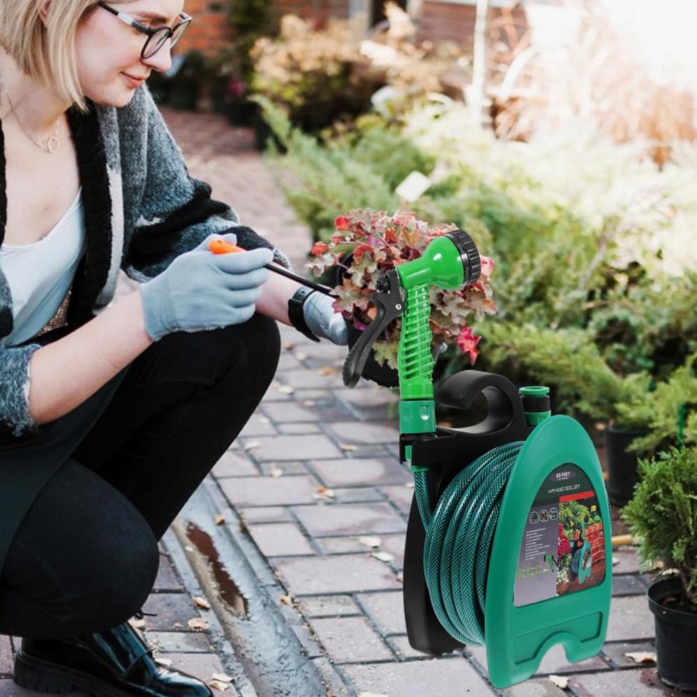 Шланг для полива Hose Reel Set с катушкой и распылителем с 7 режимами 10 м Зеленый (120.1758) - фото 2