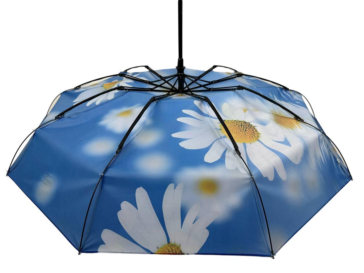 Зонт женский автомат Rain Flower с ромашками в подарочной упаковке с платком Голубой (01020-6) - фото 8