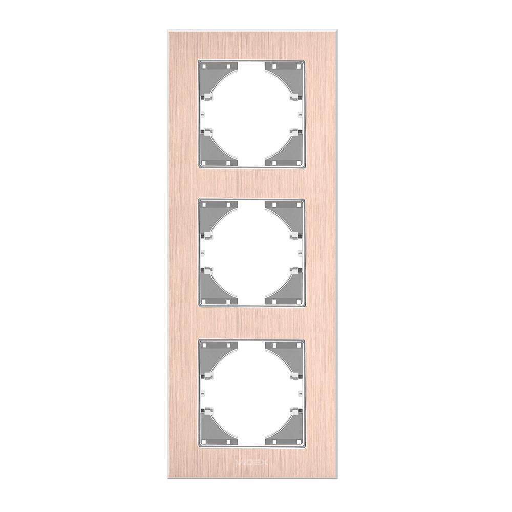 Рамка трехместная вертикальная Videx Binera Медный алюминий (00000022498)