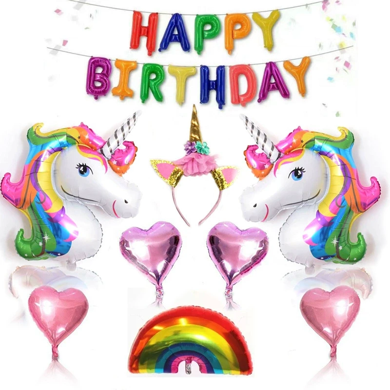 Набор воздушных шаров для фотозоны Happy Birthday Единорог 22 шт. Разноцветный (2541487866)