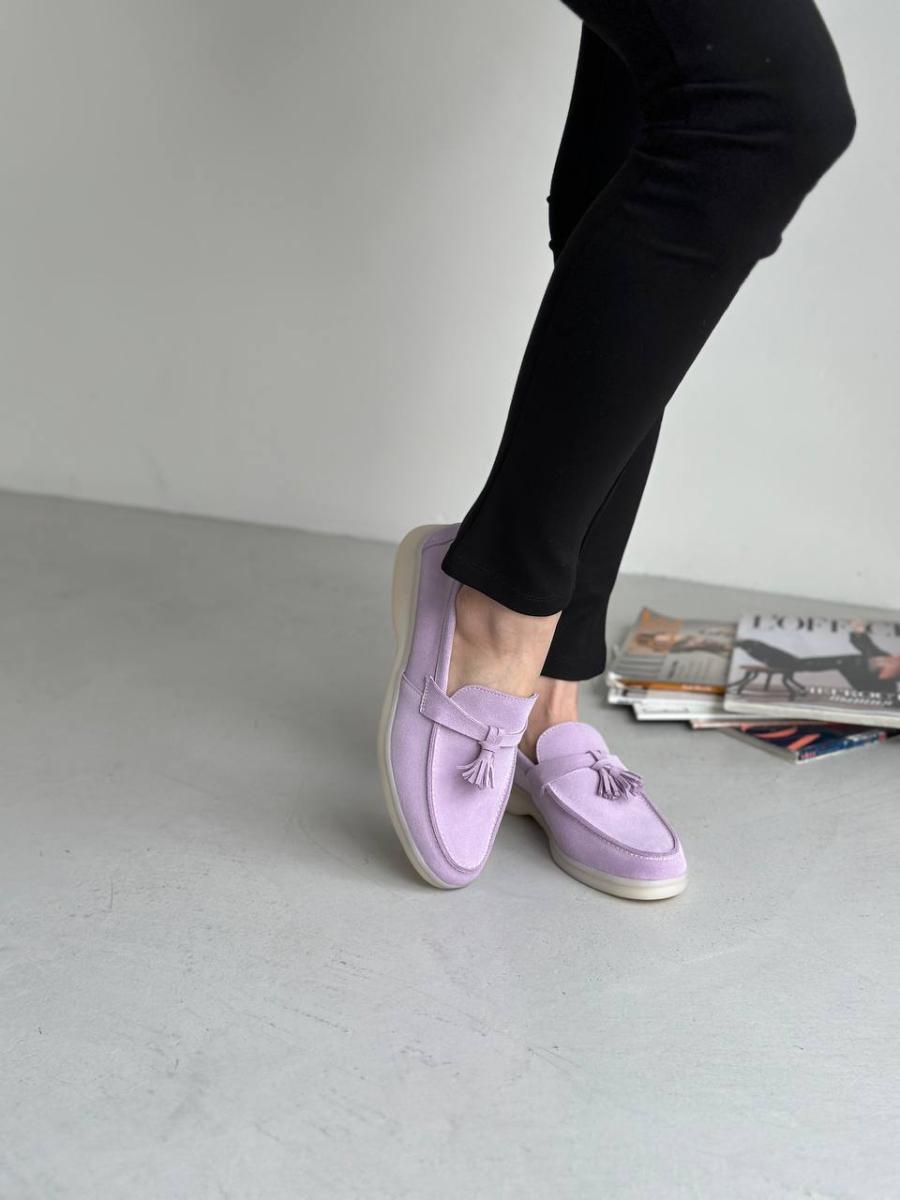 Лоферы женские замшевые на низком ходу р. 36 Лиловый (8526/36)