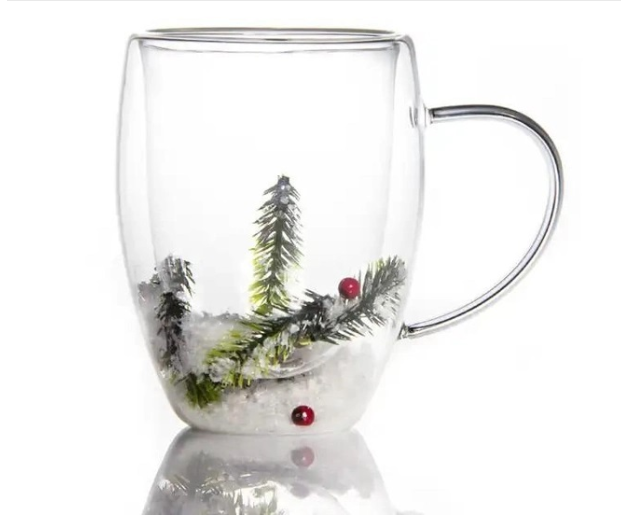 Чашка Kamille Снег с елкой с двойным дном из боросиликатного стекла 350 мл (21200591) Чашка Kamille Снег с елкой с двойным дном из боросиликатного стекла 350 мл (21200591)
