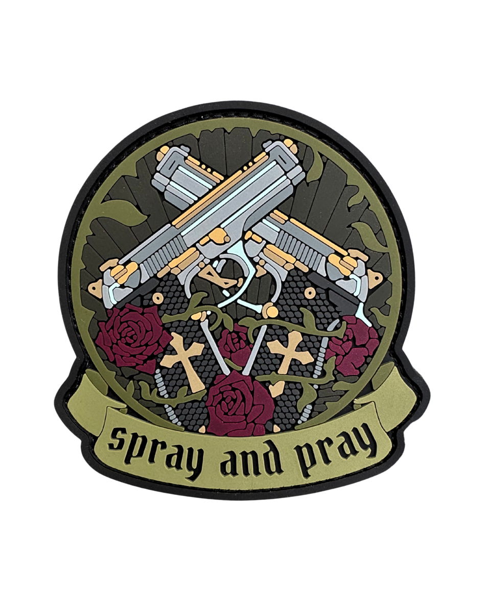 Патч ПВХ SPRAY AND PRAY круглый и надпись (PATCH-HUB-0369)
