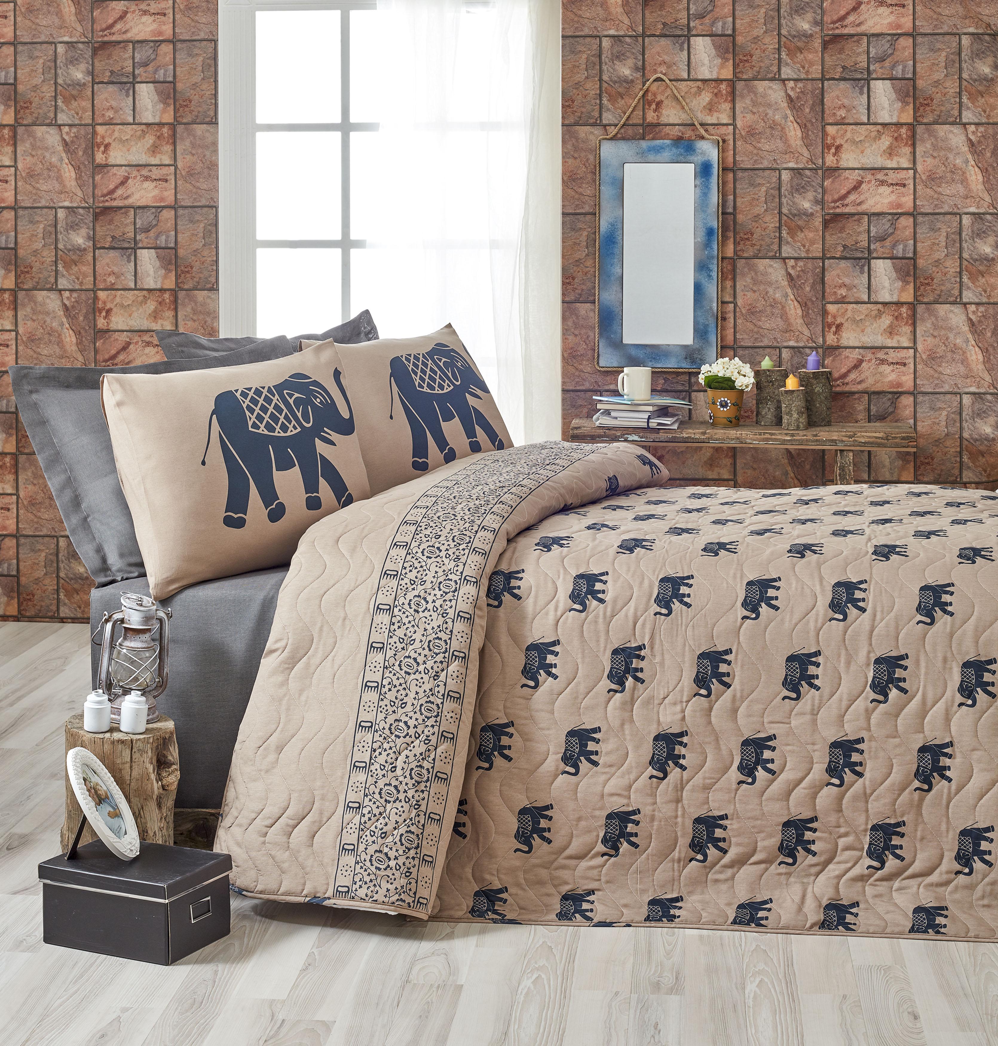 Покрывало стеганное с наволочками Eponj Home-Fil mavi 200х220 см Голубой (15325)