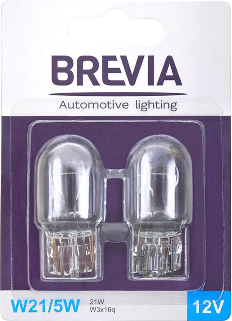 Лампочка 2-ех контактная скутер без цоколя Brevia 12V-21/5Вт W21/5W W3x16g 2 шт.