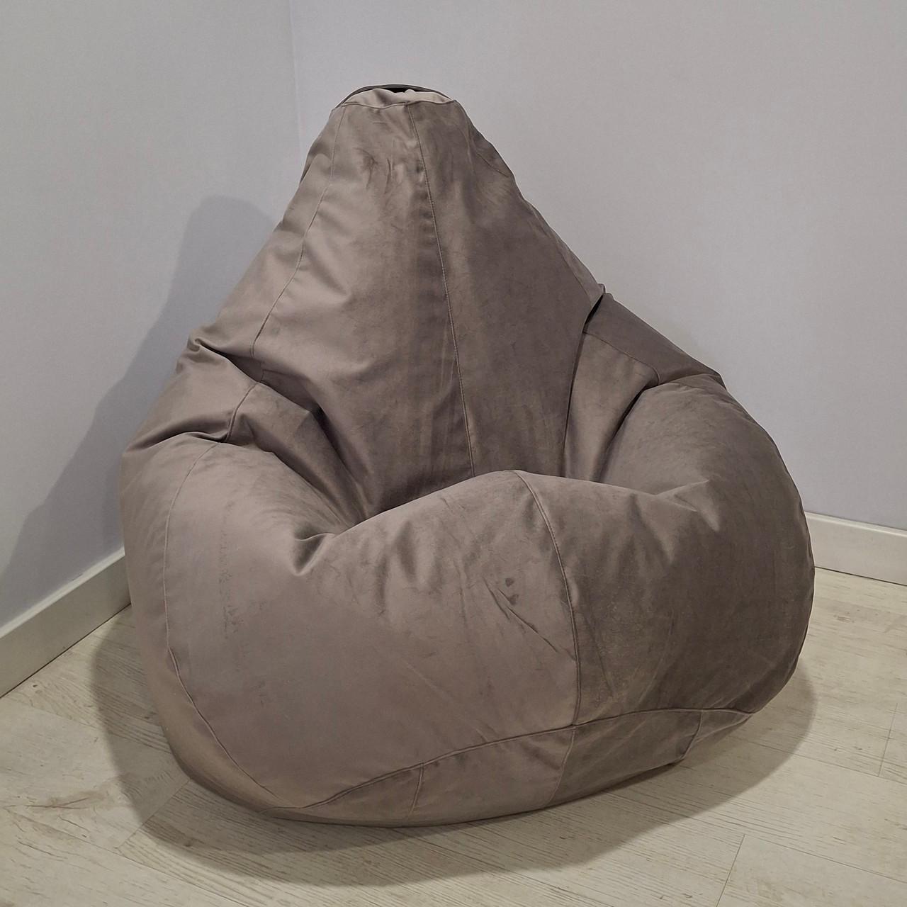 Бескаркасное кресло-мешок SkyPuff MEGA Груша Велюр Florida XXXL 160х120 см Taupe (160136)