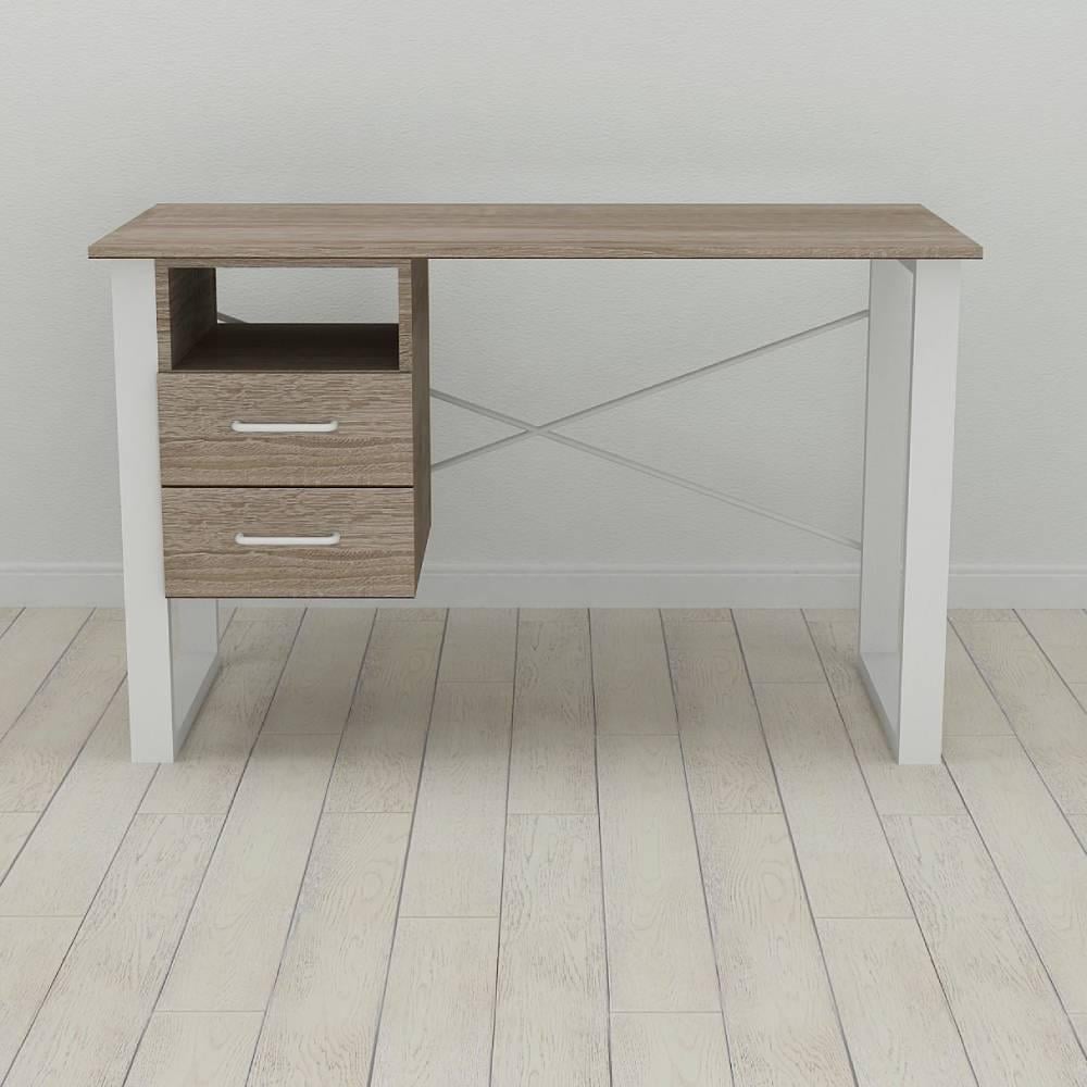 Письмовий стіл із ящиками Ferrum-decor Оскар метал/ДСП 16 мм 750x1200x700 мм Білий/Дуб Сонома Трюфель (FRD-103266) - фото 1 Письмовий стіл із ящиками Ferrum-decor Оскар метал/ДСП 16 мм 750x1200x700 мм Білий/Дуб Сонома Трюфель (FRD-103266) - фото 1