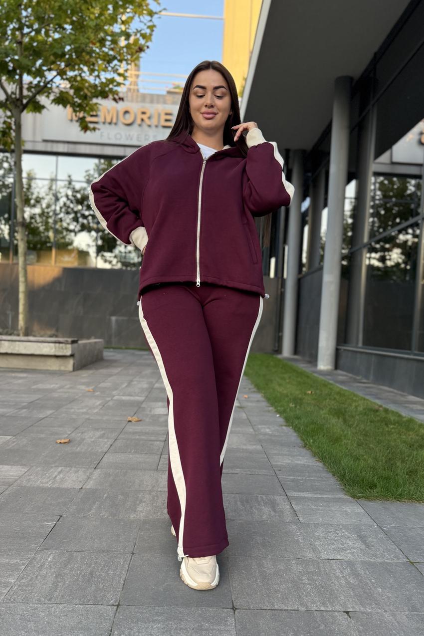 Костюм М207.4 на замке с капюшоном с начесом M Вишневый (1017-1-61)