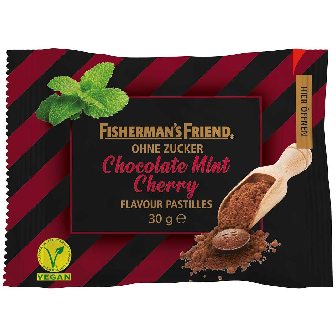Леденцы Fisherman's Friend Chocolate Mint Cherry без сахара 30 г (1660814192)
