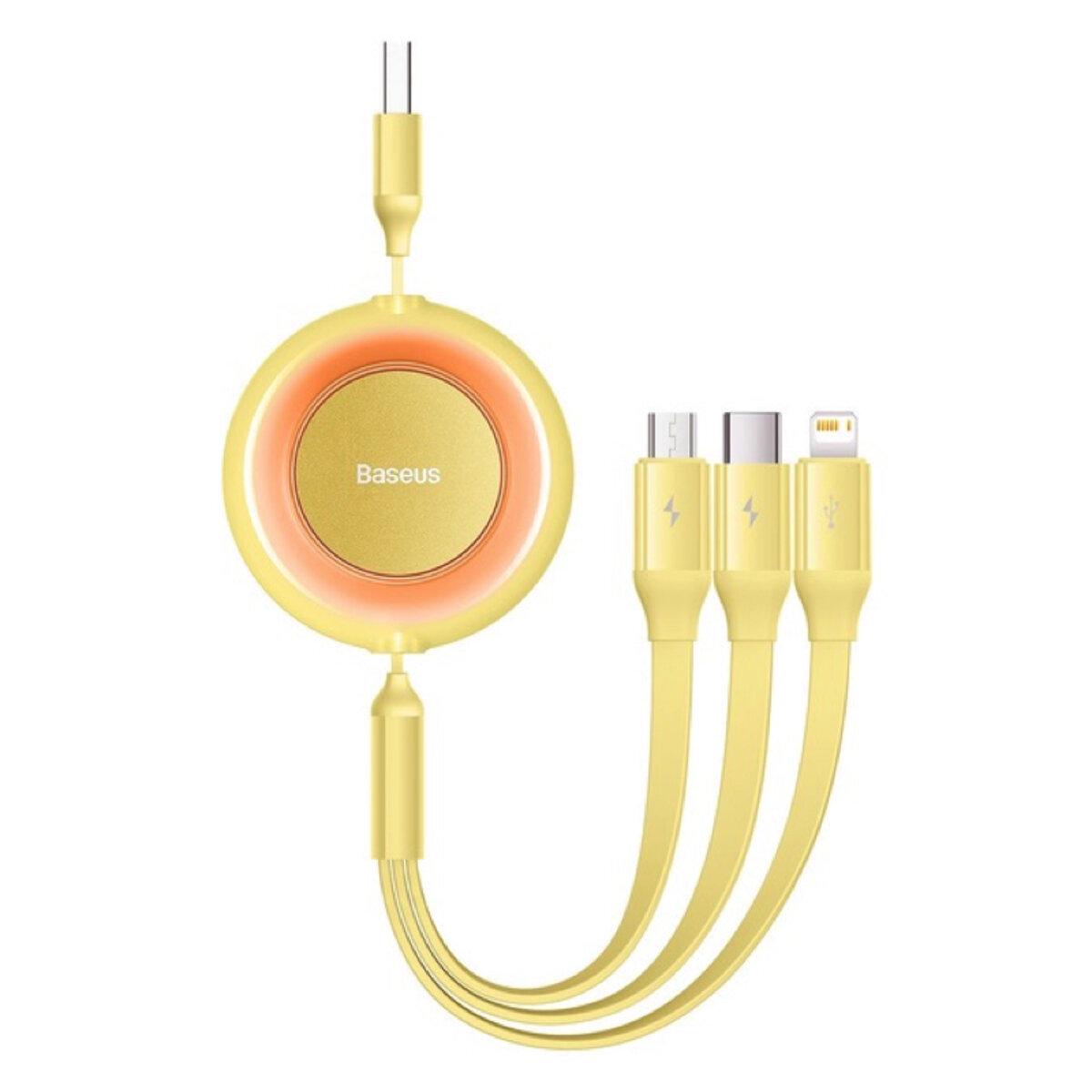 Кабель BASEUS Bright Mirror 2 Series 3в1 CAMJ010011 с USB на Lightning Micro USB Type-C 3.5A 1,1 м Yellow (567509)