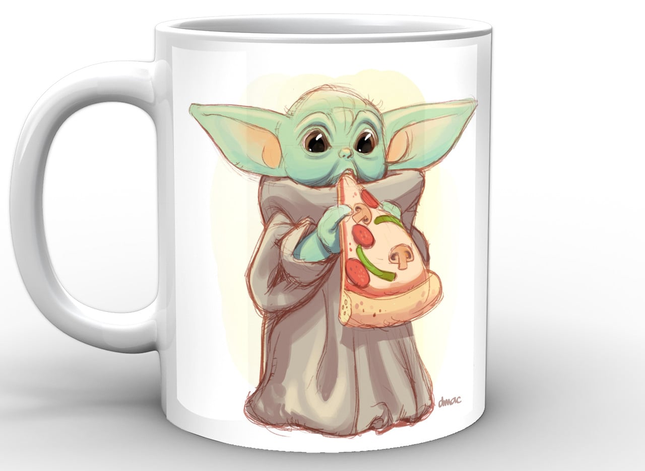 Чашка GeekLand Звёздные войны Мандалорец Бейби Йода с пиццей 330 мл