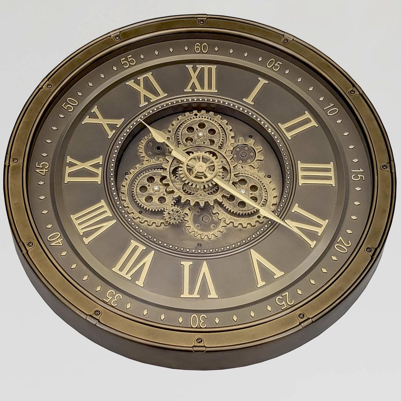 Годинник настінний безшумний OV-0130 60 см з відкритим механізмом шестернями колещатками під старовину (2861667025)