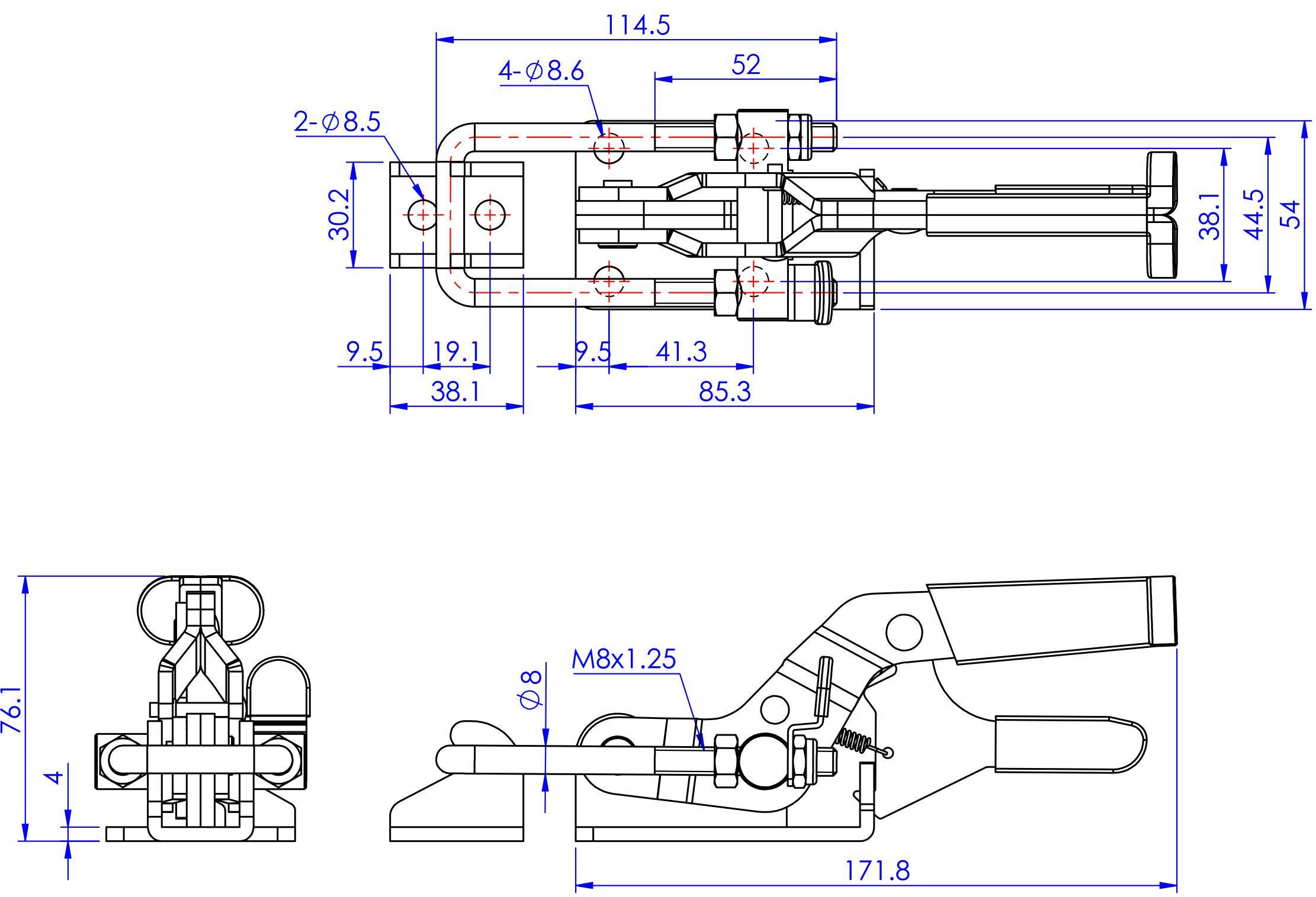 Прижим защелка с фиксатором HS-40341-R усилие 900 кг ​​(GH-40341-R) - фото 2