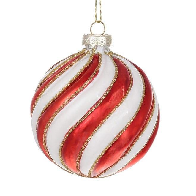 Набір скляних кульок на ялинку 10 см 4 шт. Білий/Червоний (12591)