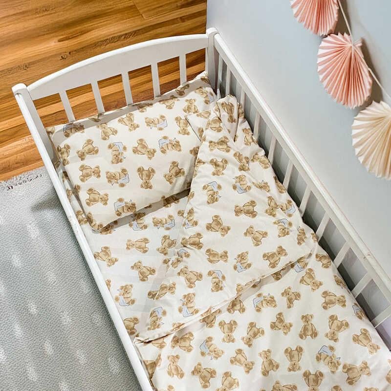 Комплект постельного белья в кроватку детский Bimbo Мишка Ранфорс 90х110 см (91374)