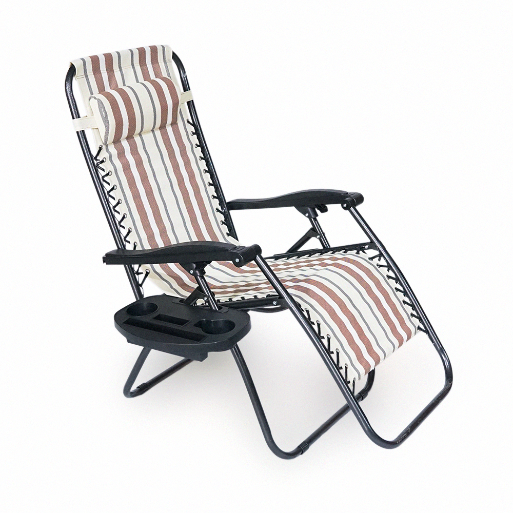 Кресло-шезлонг YT36696 размер 1800x650x1150 коричнево-белый OEM