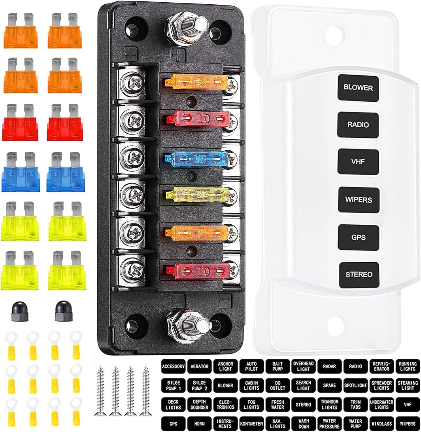 Блок предохранителей универсален на 6 шт.