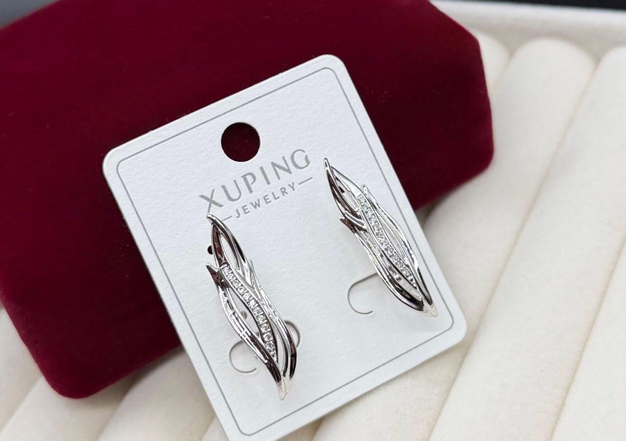 Серьги Xuping из медицинского золота большие веточки с камешками (2905976267)