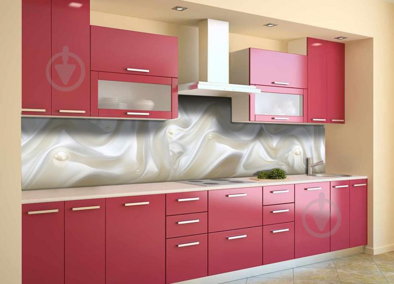 Скинали на кухню Zatarga «Белый шелк и Жемчуг» 650х2500 мм виниловая 3Д наклейка кухонный фартук самоклеящаяся Z180442/1