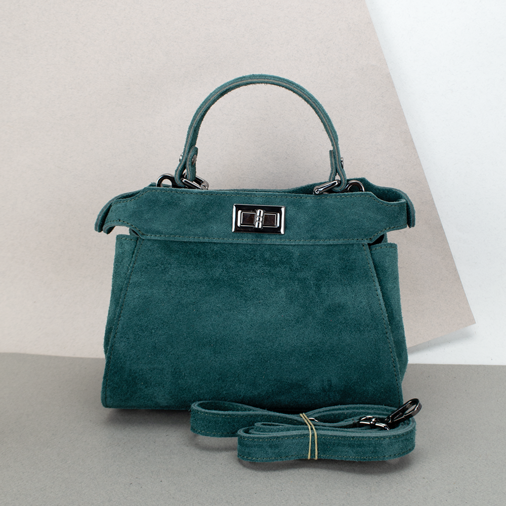 Сумка жіноча Virginia Conti 03736 замшева на застібці Темно-зелений (2385379057) - фото 1