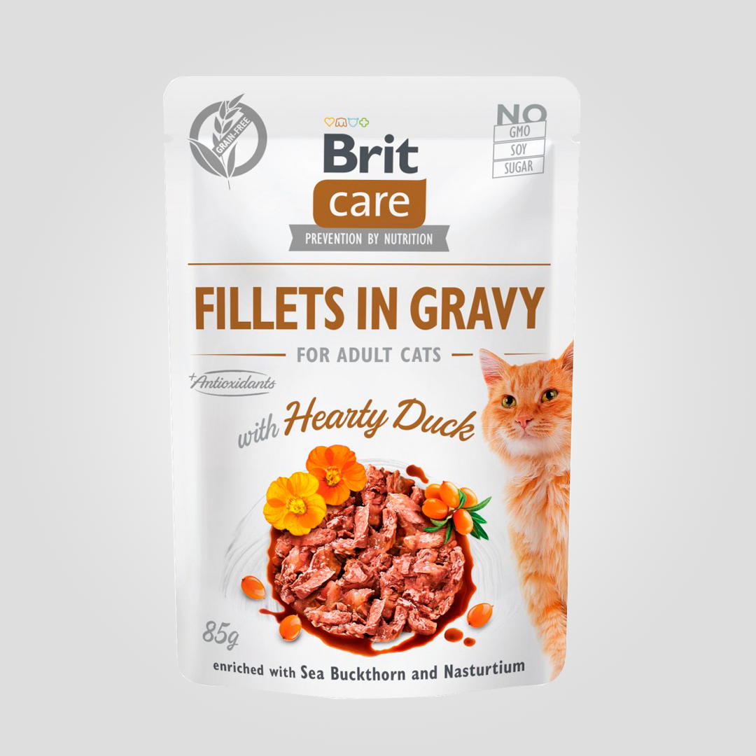 Корм вологий для кішок Brit Care Cat Pouch філе в соусі з качкою пауч 85 г (20504427)